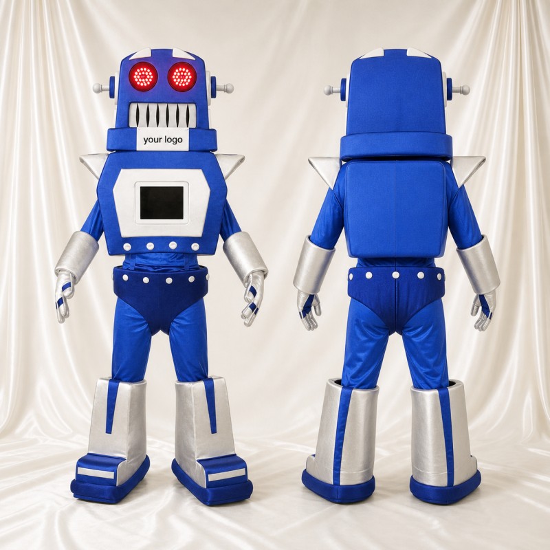 Blue Robot Mascot Costume Full Body for Adults School Events