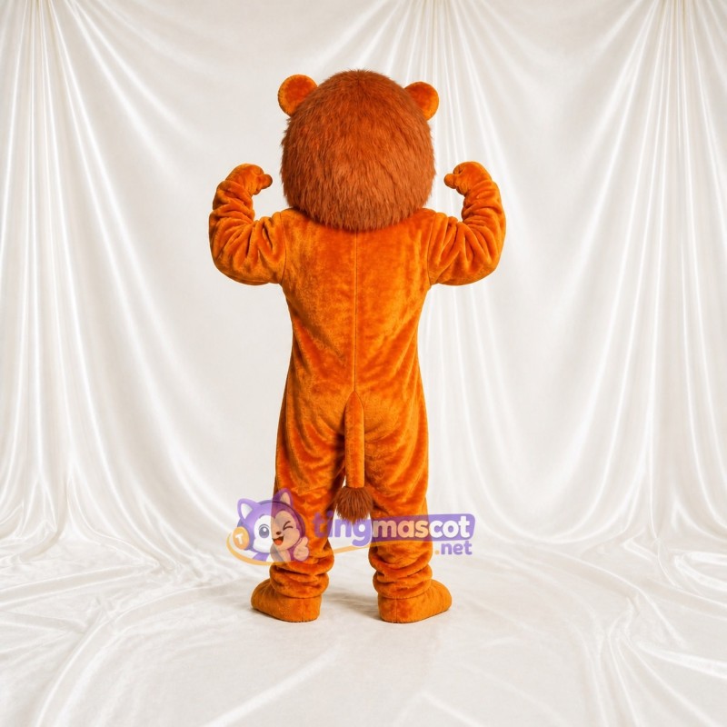 Costume de mascotte lion orange à museau blanc intégral pour adultes – événements sportifs
