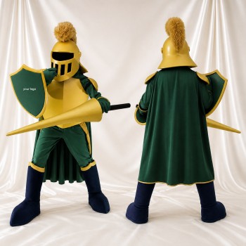 Chevalier en or Costume de mascotte intégral pour adultes Musées