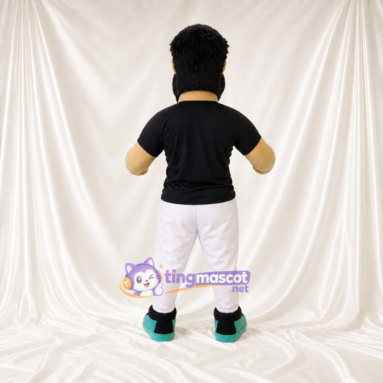 Athlète Noir Costume de mascotte intégral pour adultes Événements sportifs Athlète Noir Costume de mascotte intégral pour adultes Événements sportifs