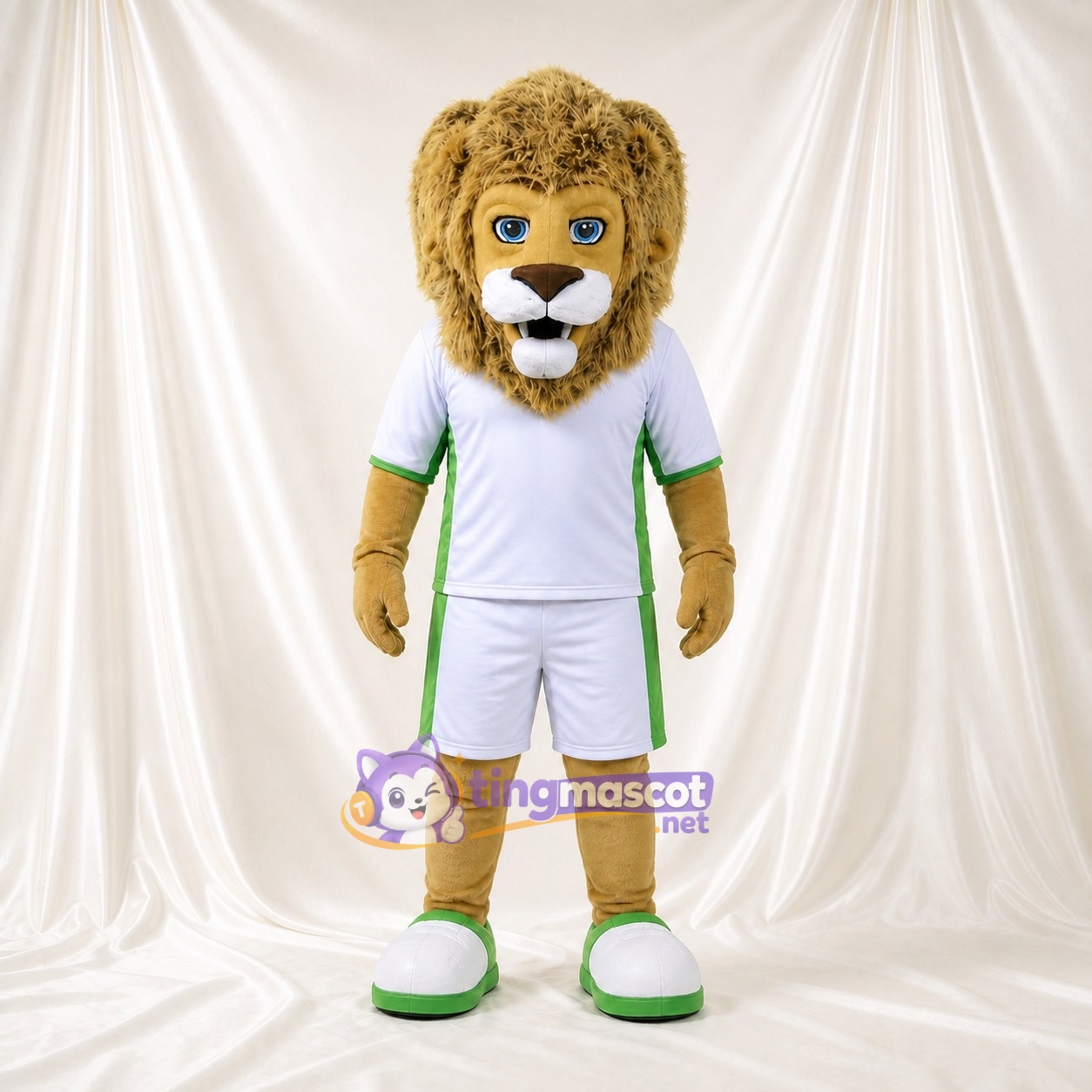 Lion athlète blanc Costume de mascotte intégral pour adultes Événements sportifs Lion athlète blanc Costume de mascotte intégral pour adultes Événements sportifs