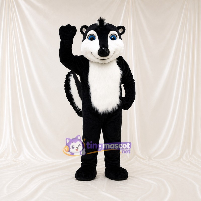 Black Skunk Mascot Costume Full Body for Adults School Events
