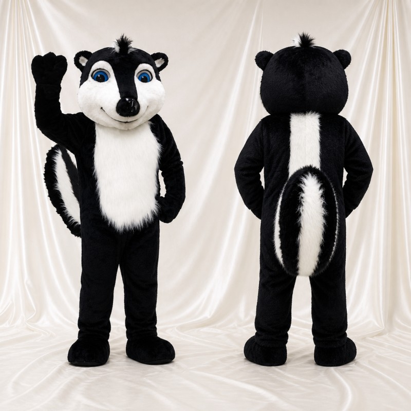 Black Skunk Mascot Costume Full Body for Adults School Events