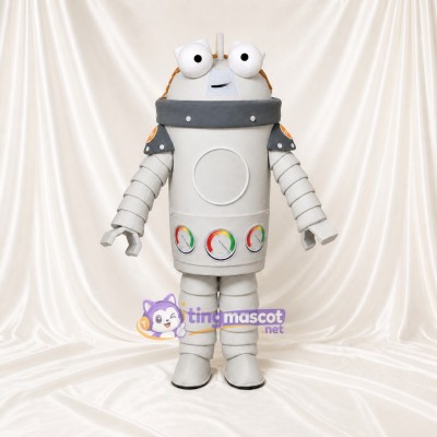Silver Robot Mascot Costume Full Body for Adults School Events