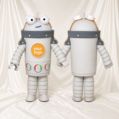 Silver Robot Mascot Costume Full Body for Adults School Events