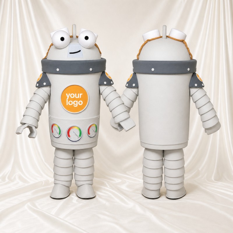 Silver Robot Mascot Costume Full Body for Adults School Events