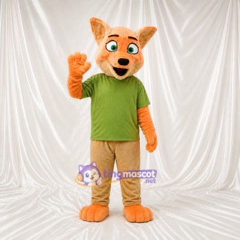 Renard à chemise verte Costume de mascotte intégral pour adultes Événements scolaires