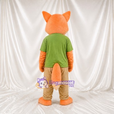Renard à chemise verte Costume de mascotte intégral pour adultes Événements scolaires