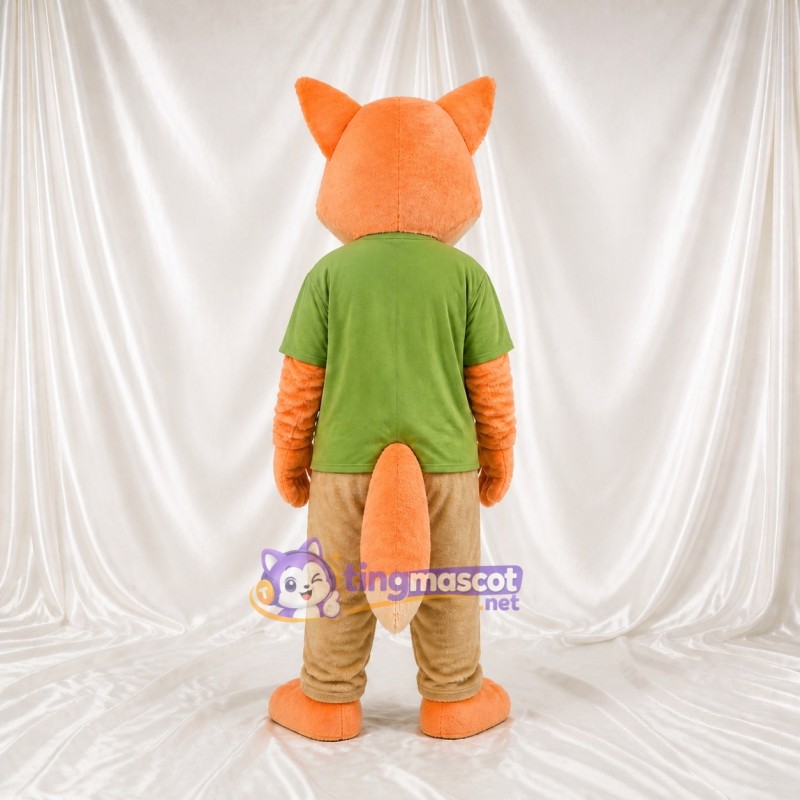 Renard à chemise verte Costume de mascotte intégral pour adultes Événements scolaires