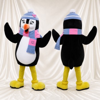 Black Penguin Mascot Costume Full Body for Adults School Events