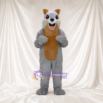 Gray Tan Belly Squirrel Mascot Costume Full Body for Adults Sports Events
