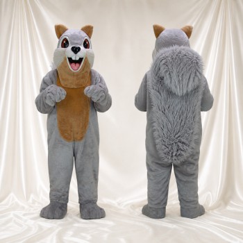 Gray Tan Belly Squirrel Mascot Costume Full Body for Adults Sports Events