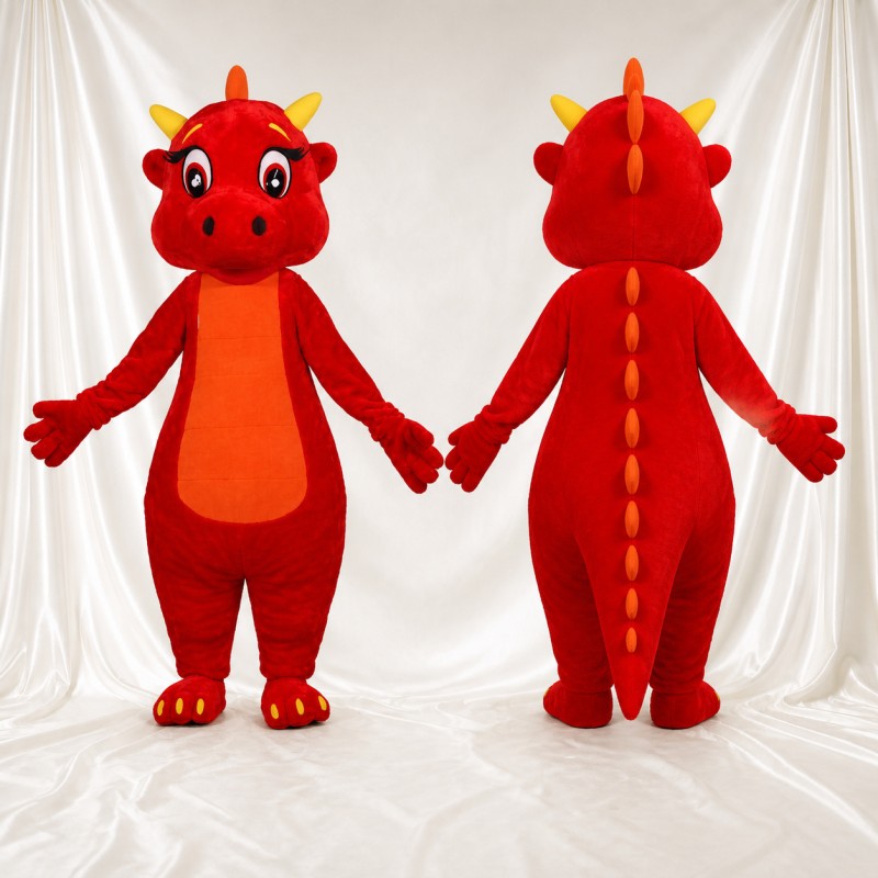 Red Dragon Mascot Costume Full Body for Adults School Events
