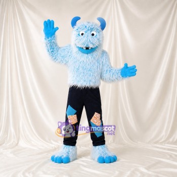 Light Blue Abominable Snowman Mascot Costume Full Body for Adults School Events