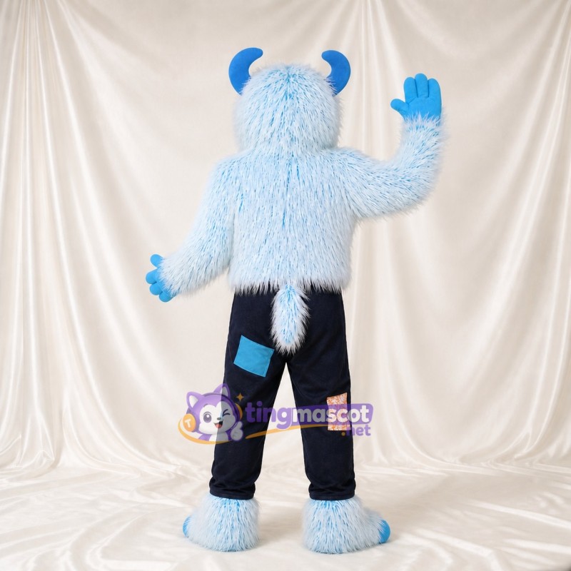 Light Blue Abominable Snowman Mascot Costume Full Body for Adults School Events
