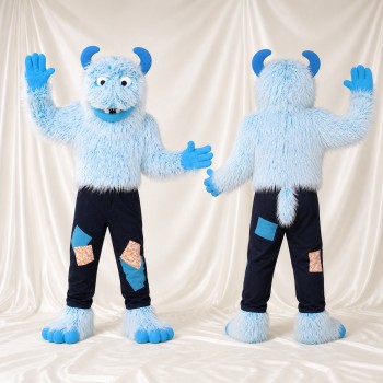 Light Blue Abominable Snowman Mascot Costume Full Body for Adults School Events