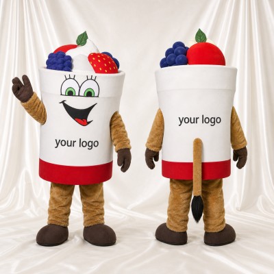 Yogurt Cup Mascot Costume Full Body for Adults Food Events