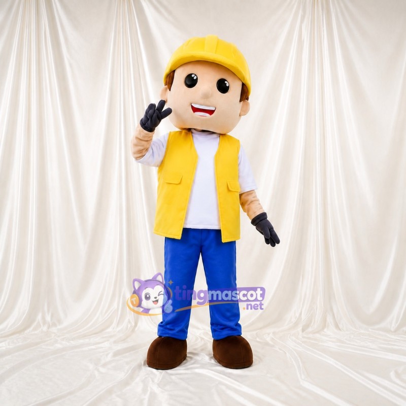 Construction Worker Mascot Costume Full Body for Adults Events
