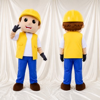 Construction Worker Mascot Costume Full Body for Adults Events