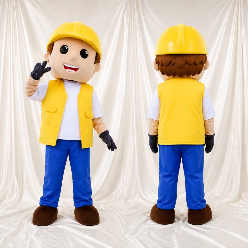 Construction Worker Mascot Costume Full Body for Adults Events