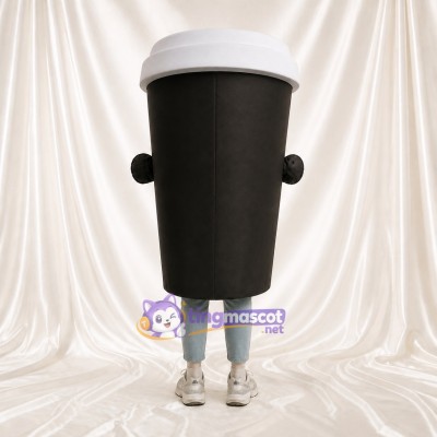 Black Coffee Cup Mascot Costume Full Body for Adults Food Events