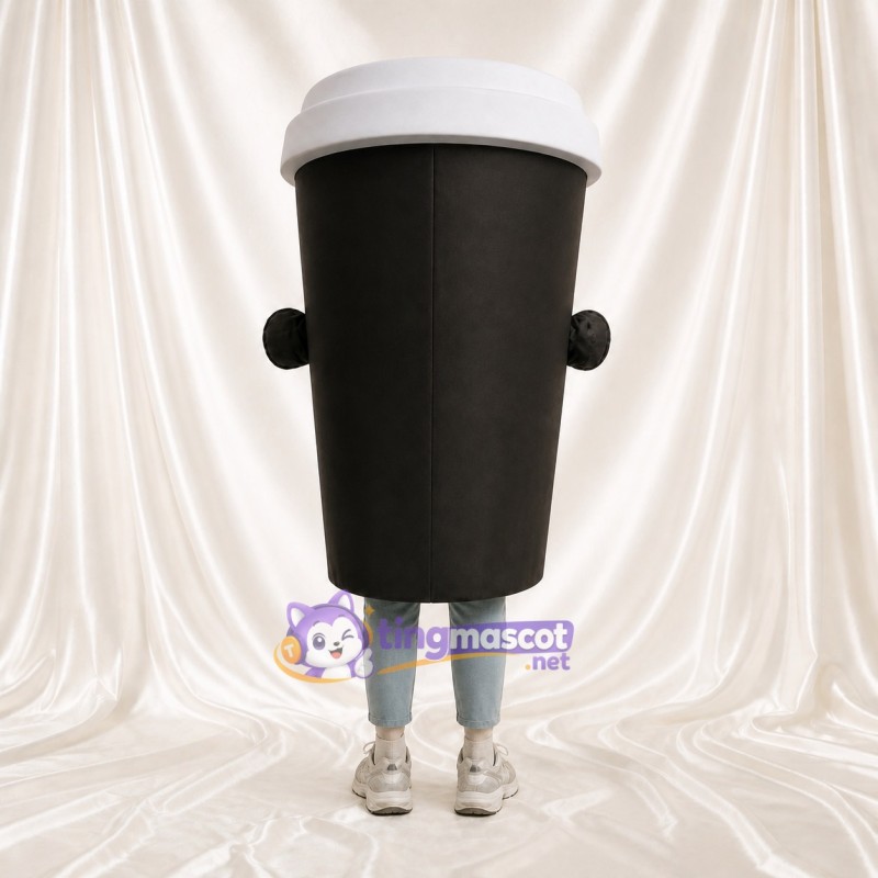 Black Coffee Cup Mascot Costume Full Body for Adults Food Events