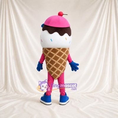 Ice Cream Cone Mascot Costume Full Body for Adults Events