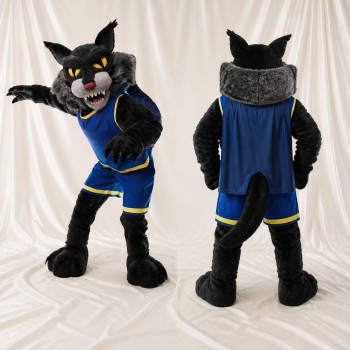 Black Wildcat Mascot Costume Full Body for Adults Sports Events