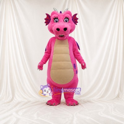Pink Dragon Mascot Costume Full Body for Adults School Events
