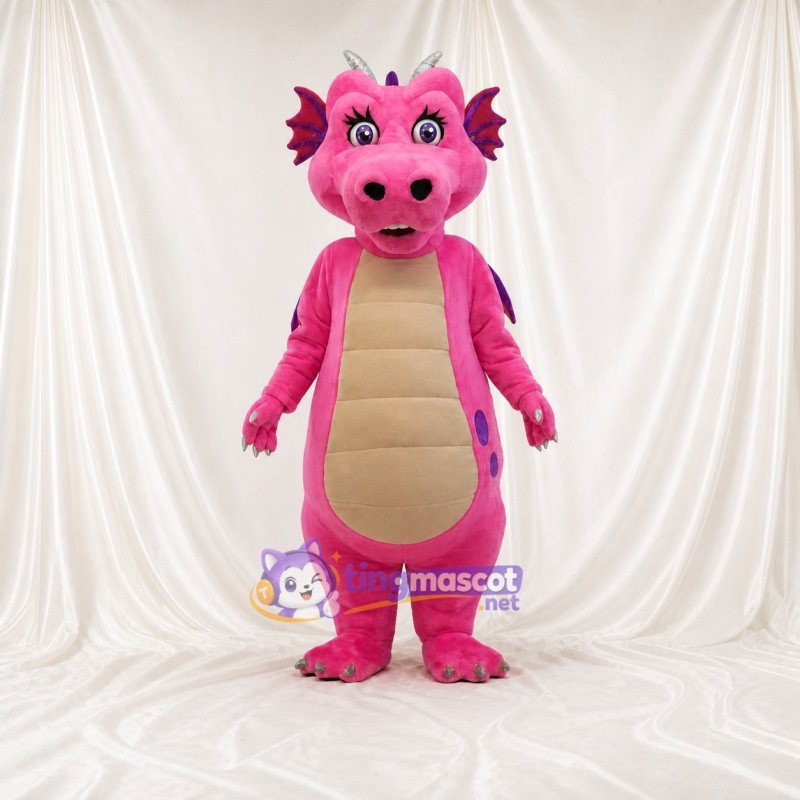 Pink Dragon Mascot Costume Full Body for Adults School Events