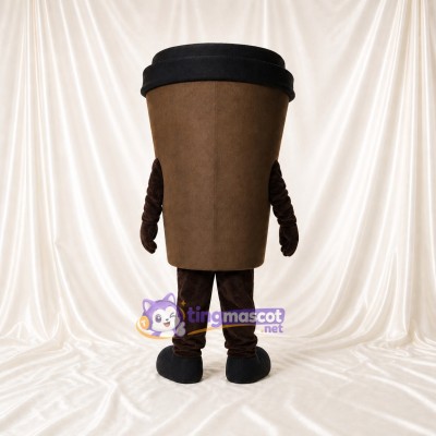 Black Takeaway Coffee Cup Mascot Costume Full Body for Adults Food Events