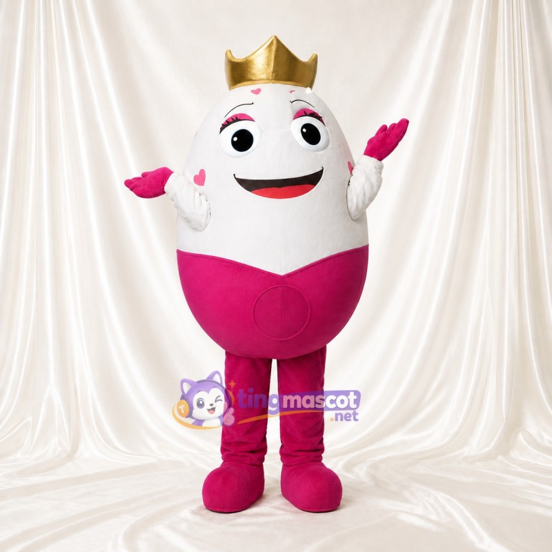 White Royal Egg Mascot Costume Full Body for Adults School Events