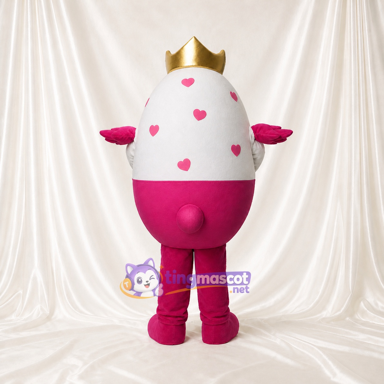 White Royal Egg Mascot Costume Full Body for Adults School Events White Royal Egg Mascot Costume Full Body for Adults School Events