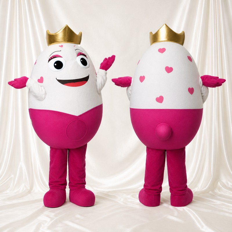 White Royal Egg Mascot Costume Full Body for Adults School Events