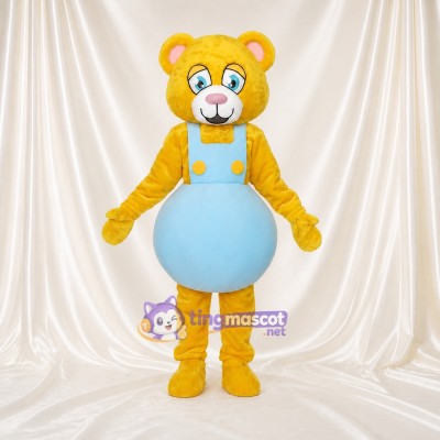 Yellow Bear Mascot Costume Full Body for Adults School Events