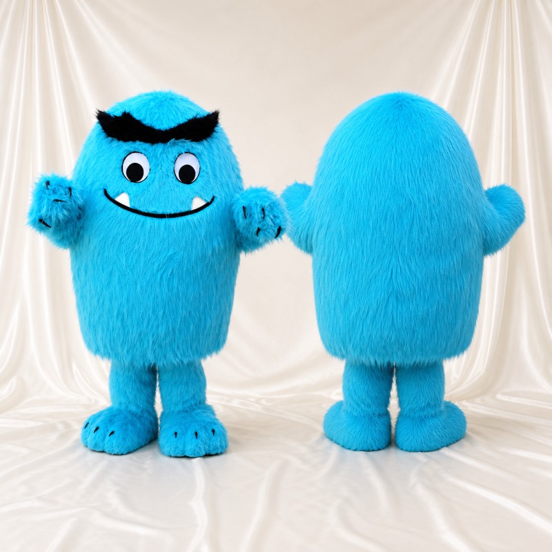 Turquoise Furry Monster Mascot Costume Full Body for Adults School Events