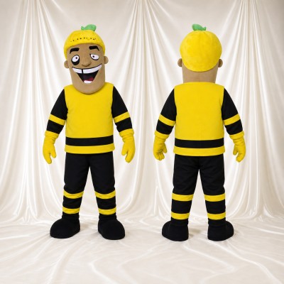 Yellow Safety Worker Mascot Costume Full Body for Adults Events