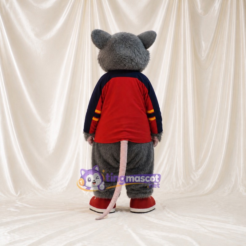 Red Shirt Mouse Mascot Costume Full Body for Adults Sports Events