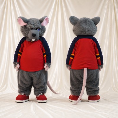 Red Shirt Mouse Mascot Costume Full Body for Adults Sports Events