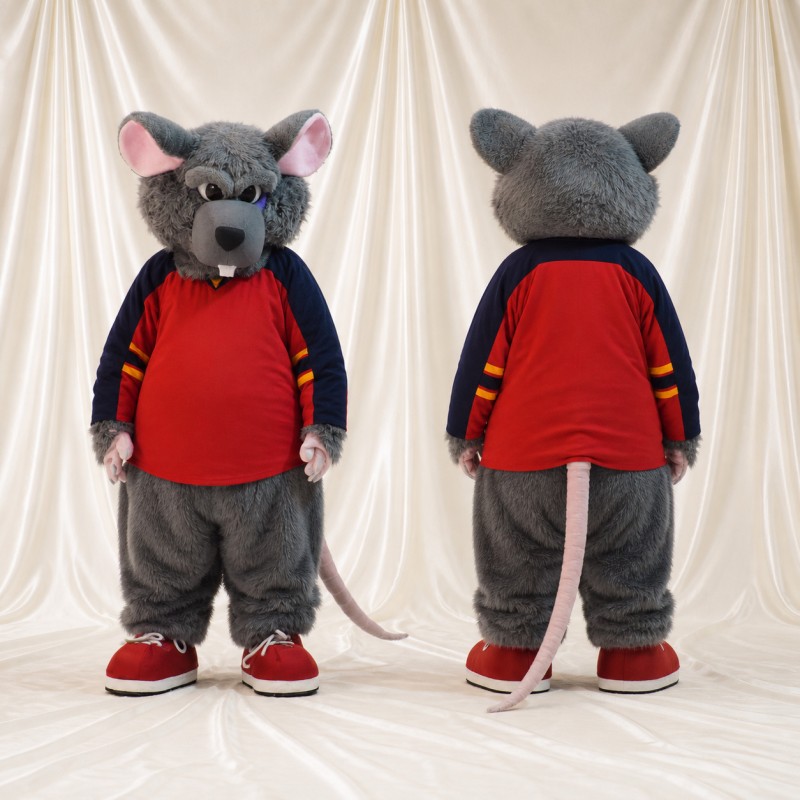 Red Shirt Mouse Mascot Costume Full Body for Adults Sports Events