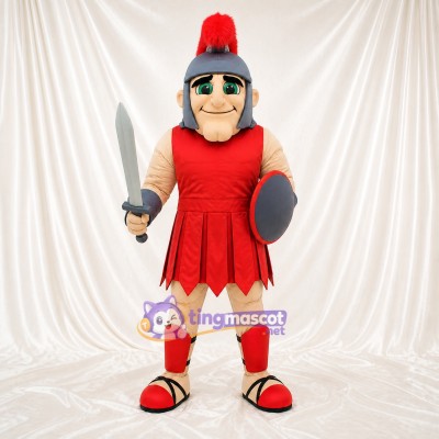 Red Ancient Warrior Mascot Costume Full Body for Adults Museums