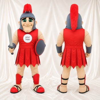 Red Ancient Warrior Mascot Costume Full Body for Adults Museums