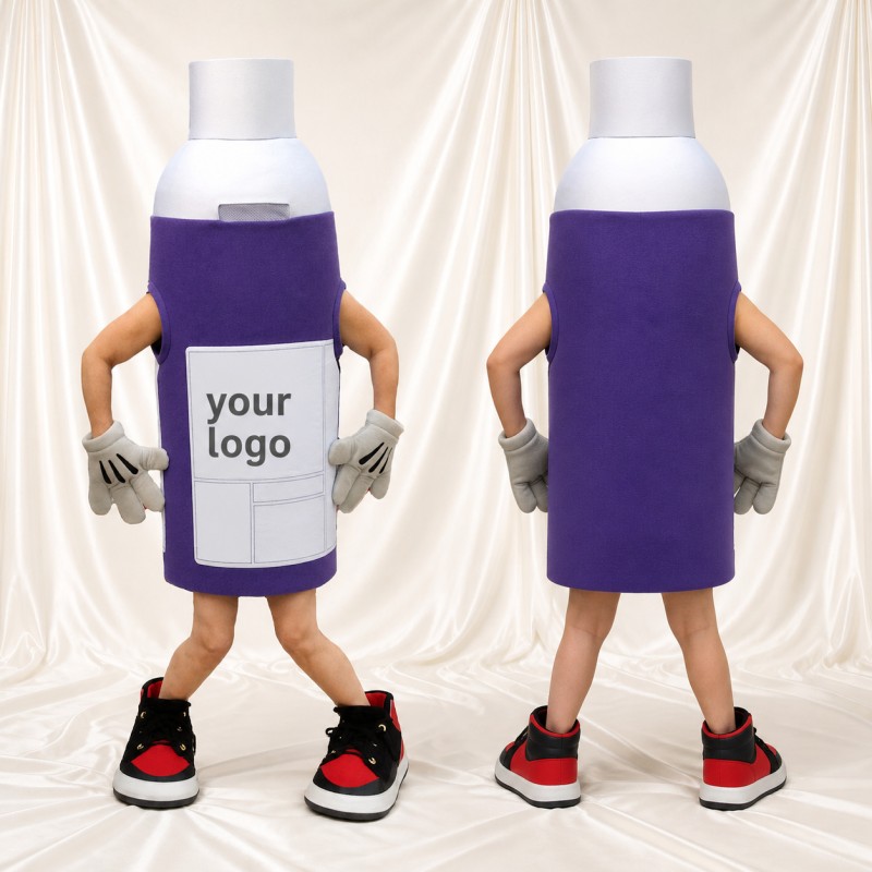 Purple Bottle Mascot Costume Full Body for Adults Trade Shows