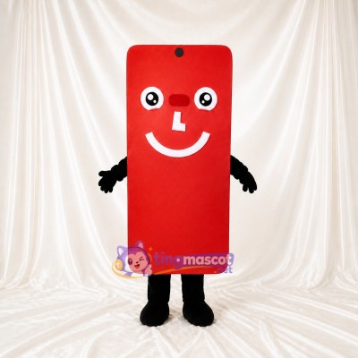 Red Smartphone Mascot Costume Full Body for Adults Tech Events