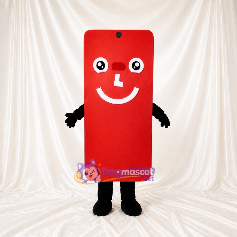 Red Smartphone Mascot Costume Full Body for Adults Tech Events