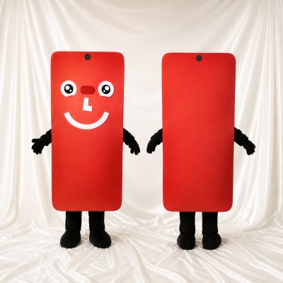 Red Smartphone Mascot Costume Full Body for Adults Tech Events