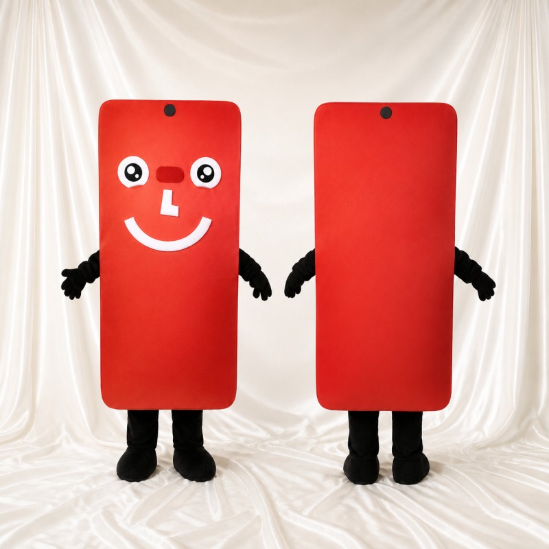 Red Smartphone Mascot Costume Full Body for Adults Tech Events