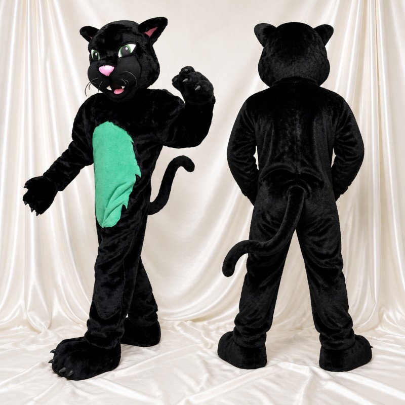 Panthère ventre vert Costume de mascotte intégral pour adultes Événements sportifs