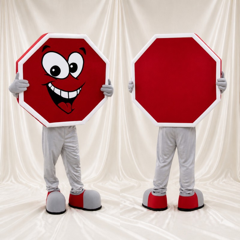 Stop Sign Mascot Costume Full Body for Adults School Events