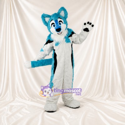 Turquoise Fox Mascot Costume Full Body for Adults Sports Events